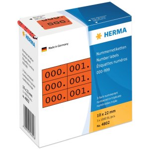 Etichette numeriche triple autoadesive 10x22 mm rosso-nero