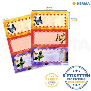Etichette scolastiche Farfalle, begli mmert