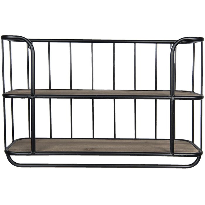 Mensola in ferro con legno 5Y0555 nero anticato 66x20x44 cm