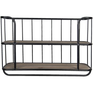 Mensola in ferro con legno 5Y0555 nero anticato 66x20x44 cm
