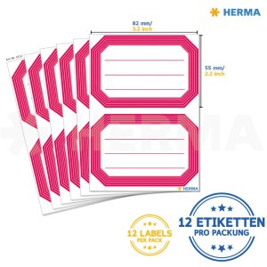 Etichette scolastiche neutre con bordo rosso 82x55 mm