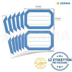 Etichette scolastiche HERMA con bordo blu neutro 82x55 mm