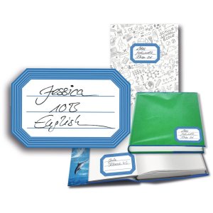Etichette scolastiche HERMA con bordo blu neutro 82x55 mm