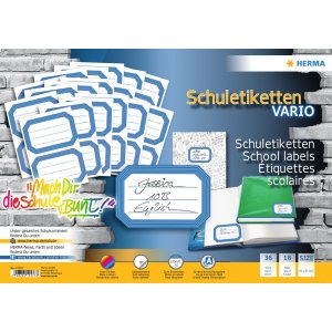 Etichette scolastiche HERMA con bordo blu neutro 82x55 mm