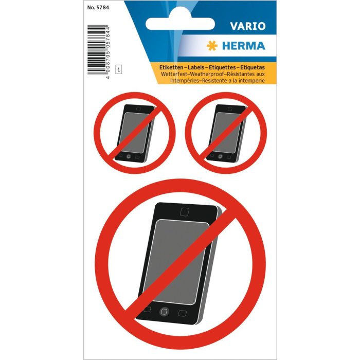 Etichette informative No cellulare resistente alle intemperie 1 foglio.