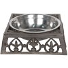 Clayre & Eef 6Y3061 Ciotola per cani e gatti da 820 ml in metallo marrone quadrato