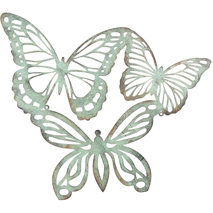 Decorazione murale Farfalle 6y3184 verde angosciato 53x45 cm