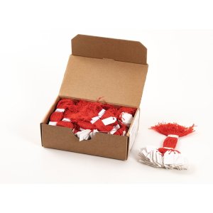 1000 pezzi cartellini con filo rosso 15x24 mm