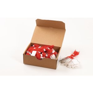 Etichette HERMA da appendere bianche con filo rosso 25x38 mm