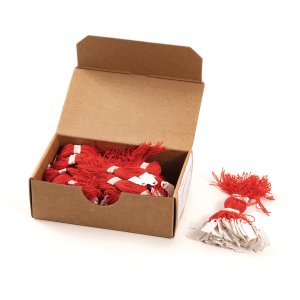 Etichette da appendere 10x22 mm con filo rosso 1000 pz.