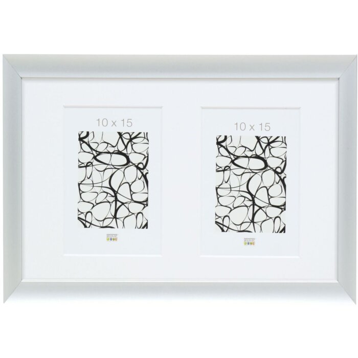 S021D1 Cornice da galleria in alluminio color argento per 2 foto 10x15 cm