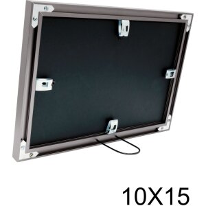 S021D7 Cornice da galleria in alluminio grigio per 2 foto 10x15 cm