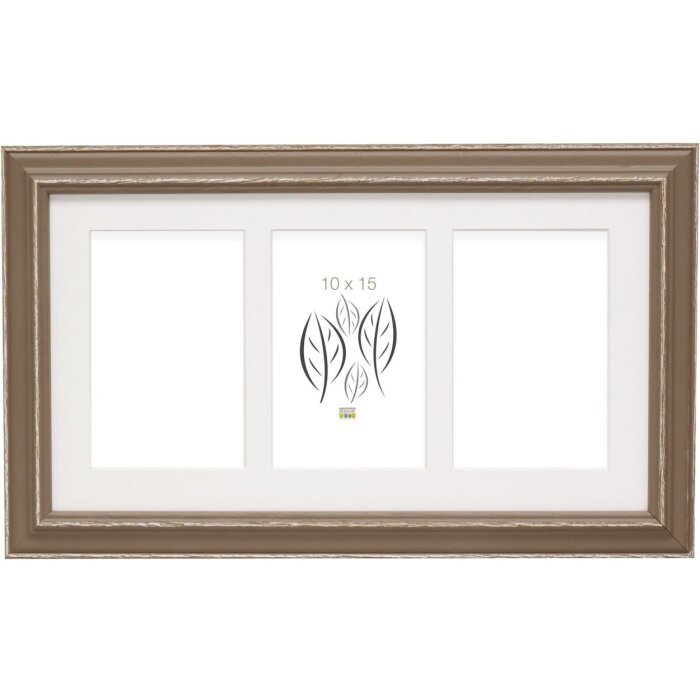 S221F3 Cornice beige con passepartout per 3 foto 13x18 cm