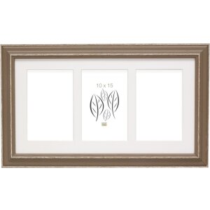 S221F3 Cornice beige con passepartout per 3 foto 13x18 cm