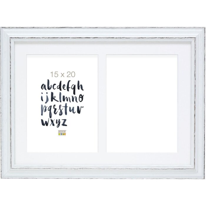 S221H3 Cornice bianca con passe-partout per 2 foto 10x15 cm