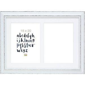 S221H3 Cornice bianca con passe-partout per 2 foto 10x15 cm