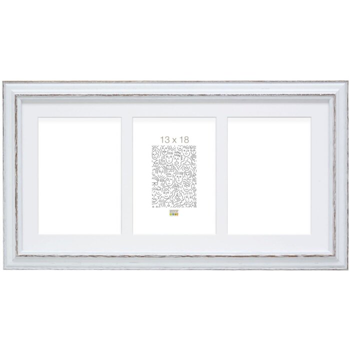 S221H3 Cornice bianca con passe-partout per 3 foto 10x15 cm