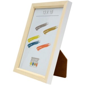 S233H1 Cornice in legno di colore naturale con bordo esterno bianco 24x30 cm