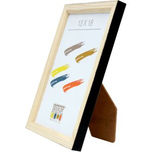 S233H2 Cornice in legno di colore naturale con bordo esterno nero 9x13 cm