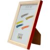 S233H4 Cornice in legno di colore naturale con bordo esterno rosso 18x24 cm