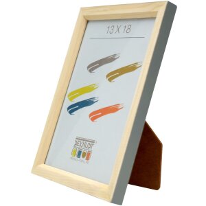 S233H7 Cornice in legno di colore naturale con bordo esterno grigio 20x28 cm
