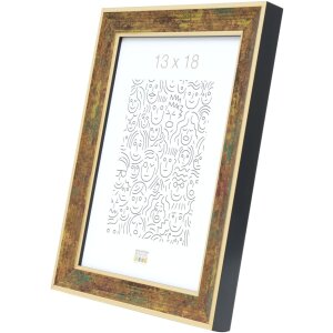 S40JB2 Cornice in legno color oro con toni verdi e rosso scuro 24x30 cm