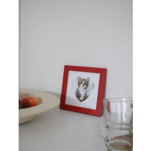 S45SK4 Cornice rossa con motivo a cuore 13x13 cm