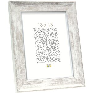 S46EE1 Cornice in legno bianco con bordo argentato 30x40 cm
