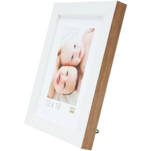 S46JH1 Cornice in legno bianco con bordo color legno 10x15 cm