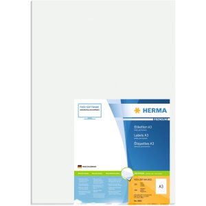 Etichette A3 Premium, carta bianca 297x420 mm opaca 100 pz.
