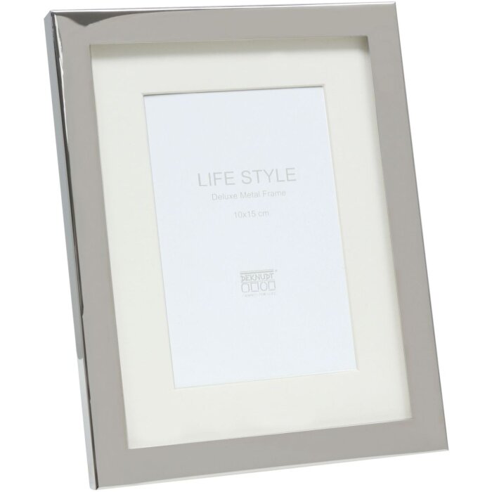S57MC1 Cornice in metallo color argento lucido con passe-partout 10x15 cm