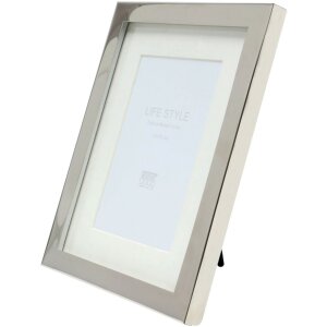 s57mc1 Cornice di metallo in colore argento lucido con passe-partout 13x18 cm