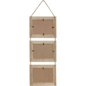 S67TV1 Appendiabiti in legno driftwood per 3 foto 10x15 cm