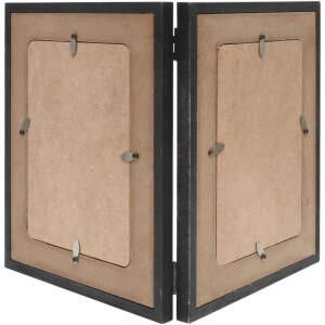 S67TW2 Doppia cornice nera con supporto in legno per 2 foto verticali 10x15 cm