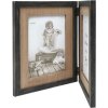 S67TW2 Doppia cornice nera con supporto in legno per 2 foto verticali 10x15 cm