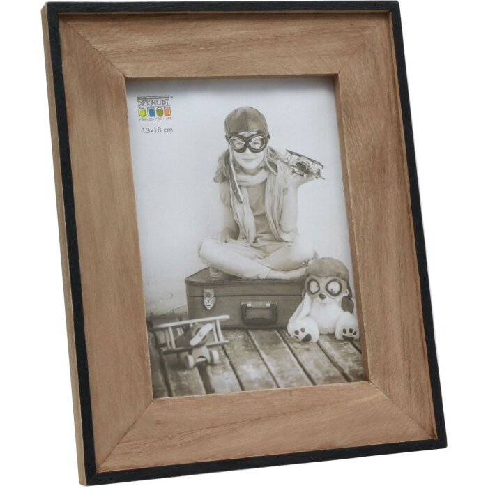 s67tx2 Cornice stretta in nero con supporto in legno 13x18 cm