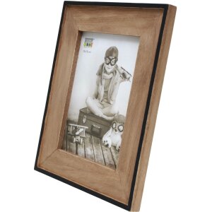 s67tx2 Cornice stretta in nero con supporto in legno 13x18 cm