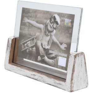 s67tz1 Portafoto dipinto di bianco per 1 foto orizzontale 13x18 cm