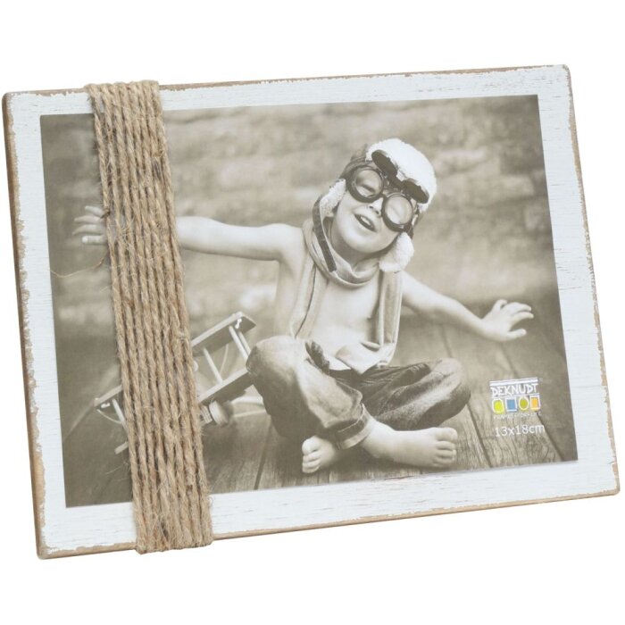 S67UA1 Portafoto verniciato bianco con corde 13x18 cm