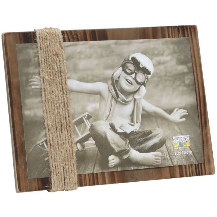 S67UA2 Portafoto verniciato marrone con corde 13x18 cm