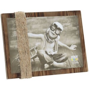 S67UA2 Portafoto verniciato marrone con corde 13x18 cm