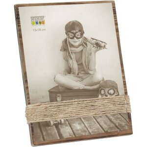 S67UA2 Portafoto verniciato marrone con corde 13x18 cm