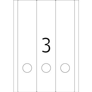 Etichette per cartelle A4 bianche 61x297 mm Carta mobile-rimovibile opaca 75 pz.