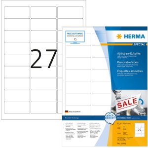 Etichette A4 bianche 63,5x29,6 mm Carta mobile-rimovibile...