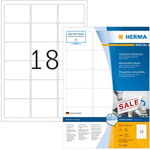 Etichette A4 bianche 63,5x46,6 mm Carta mobile-rimovibile...