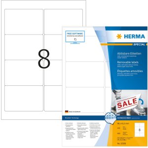 Etichette A4 bianche 96x63,5 mm Carta mobile-rimovibile...