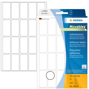 Etichette multiuso bianche 19x40 mm Carta mobile-rimovibile opaca 640 pz.
