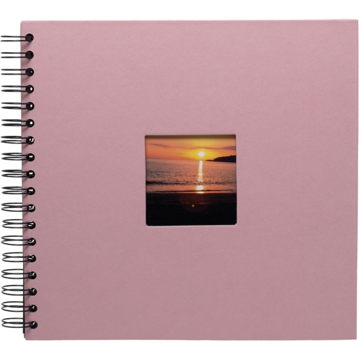 Album a spirale Khari rose a righe nere 24x25 cm