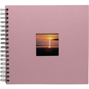 Album a spirale Khari rose a righe nere 24x25 cm