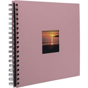 Album a spirale Khari rose a righe nere 24x25 cm